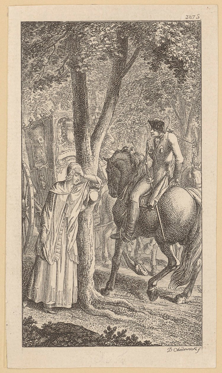 Mr. von E. Encounters Minchen in the Forest by Daniel Nikolaus Chodowiecki