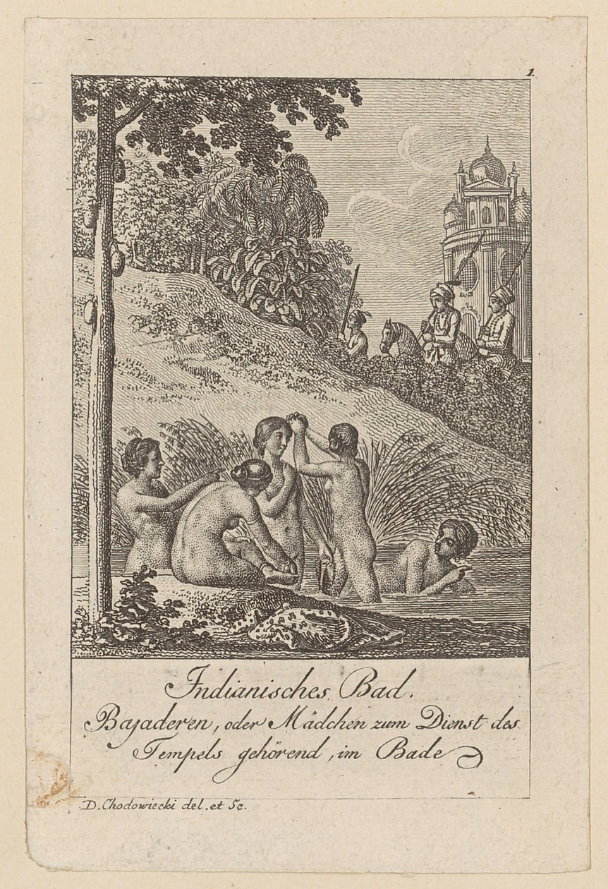 Indian Bath, Sheet 1 from the Series "East Indian Customs" by Daniel Nikolaus Chodowiecki