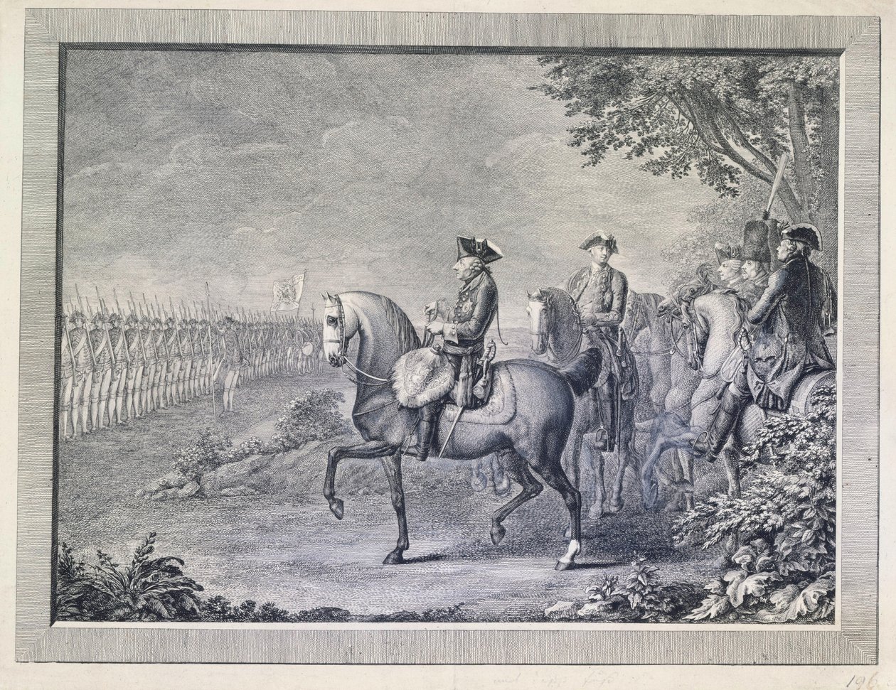 King Friedrich II. Guard Parade in Potsdam by Daniel Nikolaus Chodowiecki