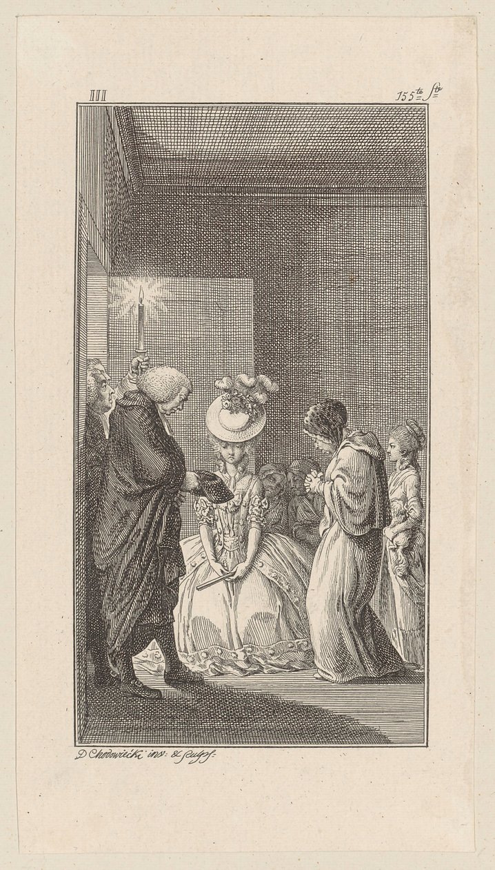 Lady Vincent at Lady Brunk, Whitefield and a Clergyman Enter by Daniel Nikolaus Chodowiecki