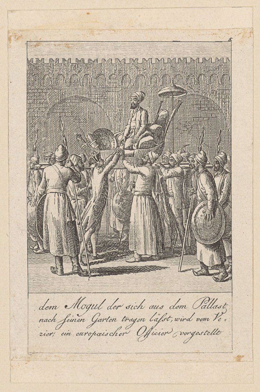 Mogul Being Carried from the Palace to the Garden, Plate 5 of the Series 