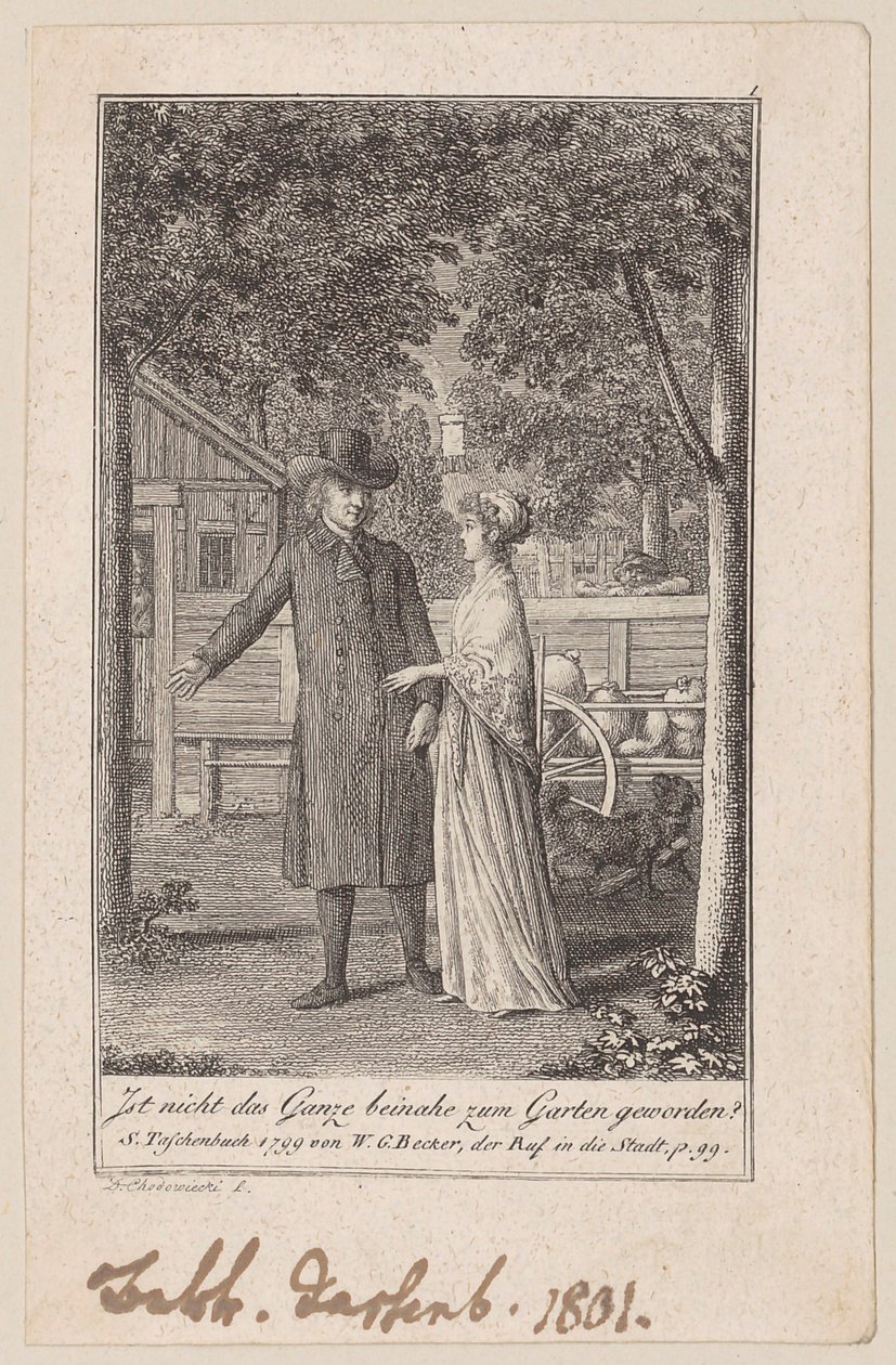 Pastor Sembach with his Daughter, Sheet 1 of the Series "The Call to the City" by Daniel Nikolaus Chodowiecki
