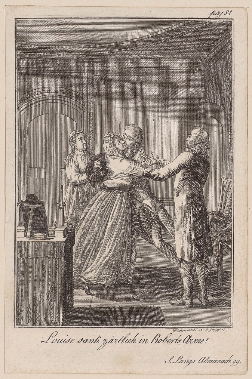 Robert and Louise Embrace by Daniel Nikolaus Chodowiecki