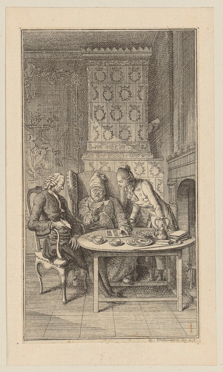 Sebaldus, the Old and Young Infant at the Table with a Lottery Ticket by Daniel Nikolaus Chodowiecki