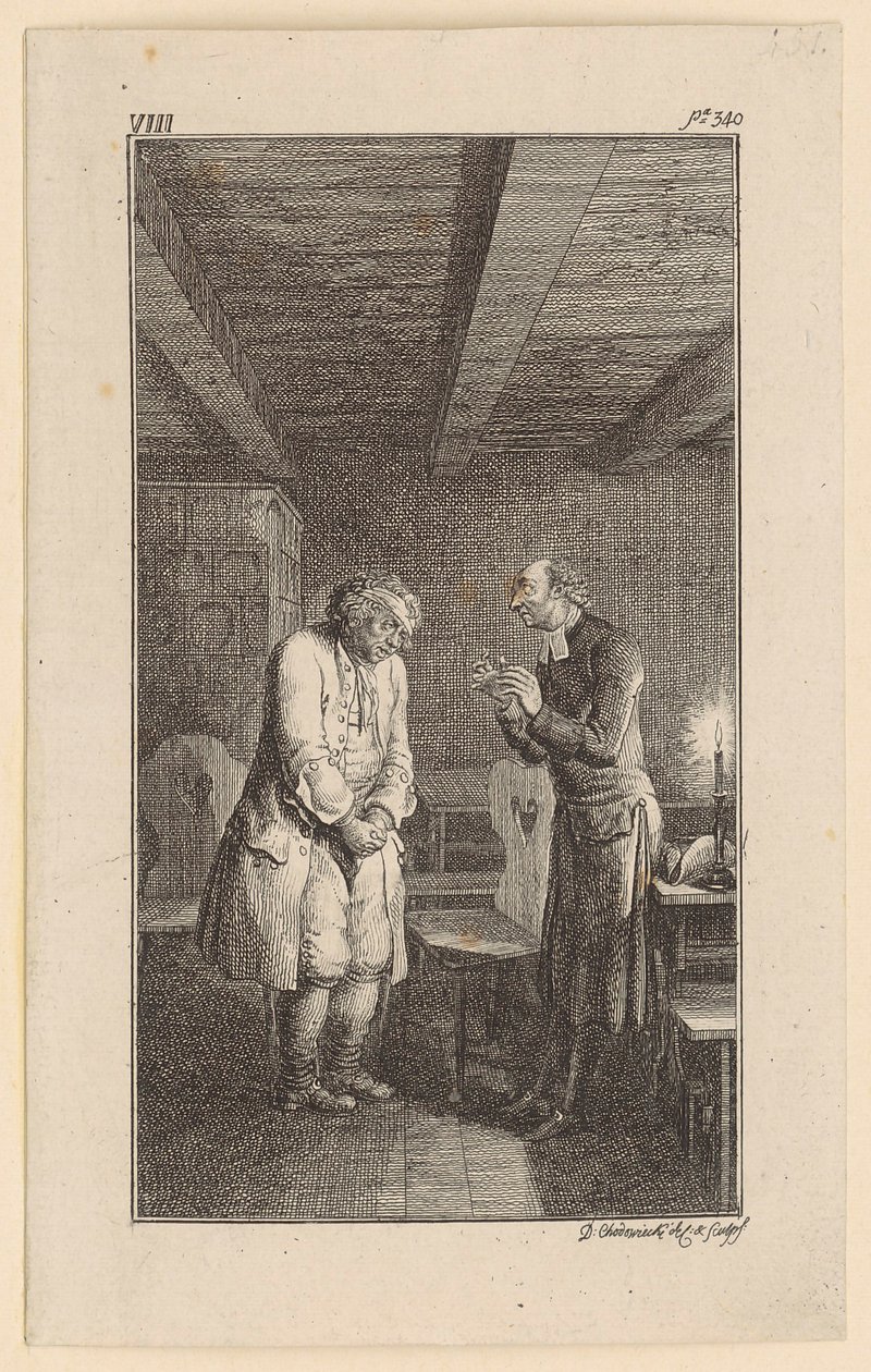 Vogt Confesses His Guilt to the Pastor by Daniel Nikolaus Chodowiecki