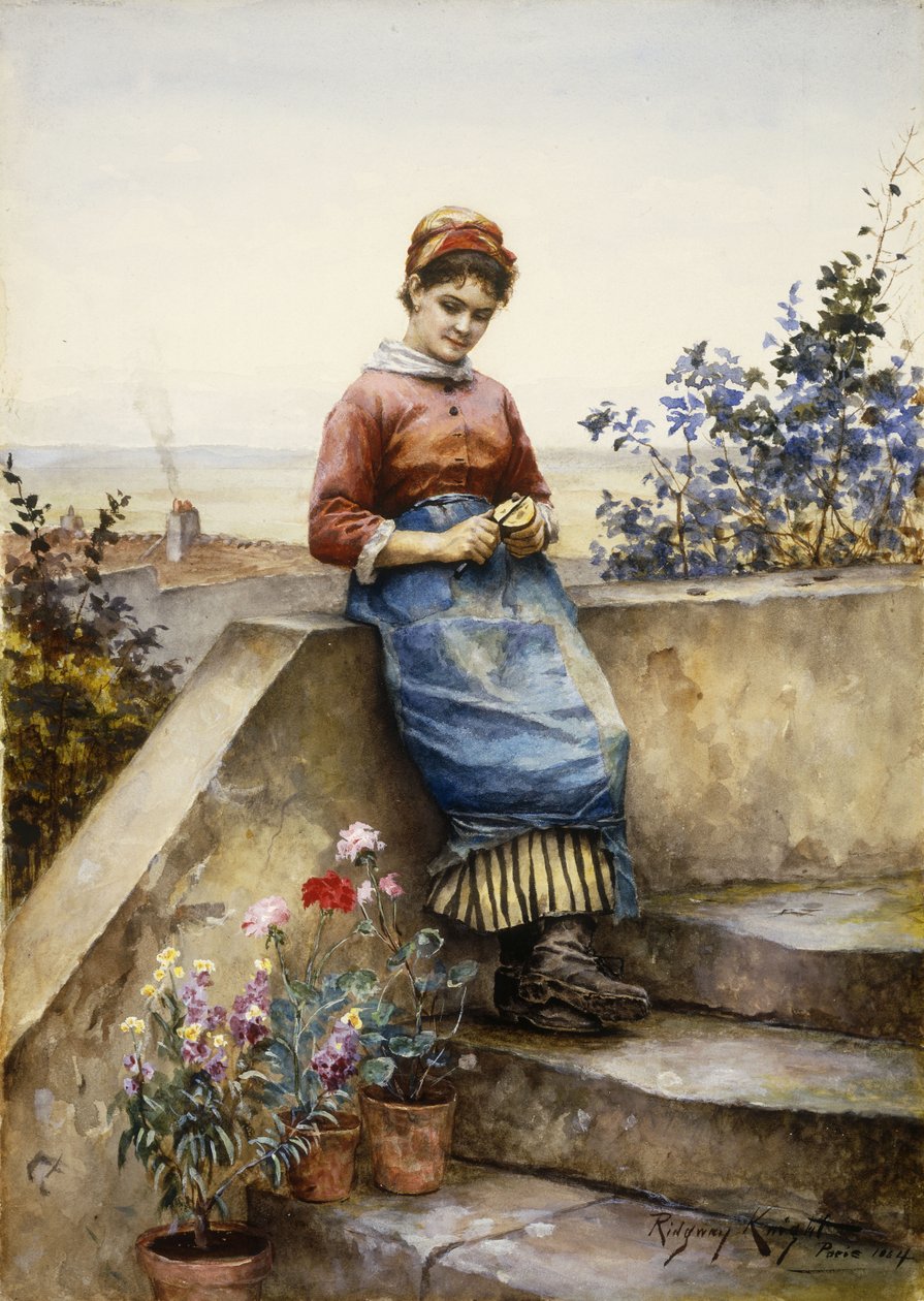 Peeling an Apple, 1884 by Daniel Ridgway Knight
