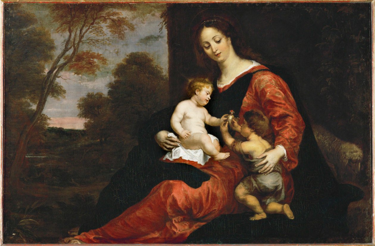 Saint Mary with Infant Jesus and Young Saint John and Goldfinch by Daniel Seghers
