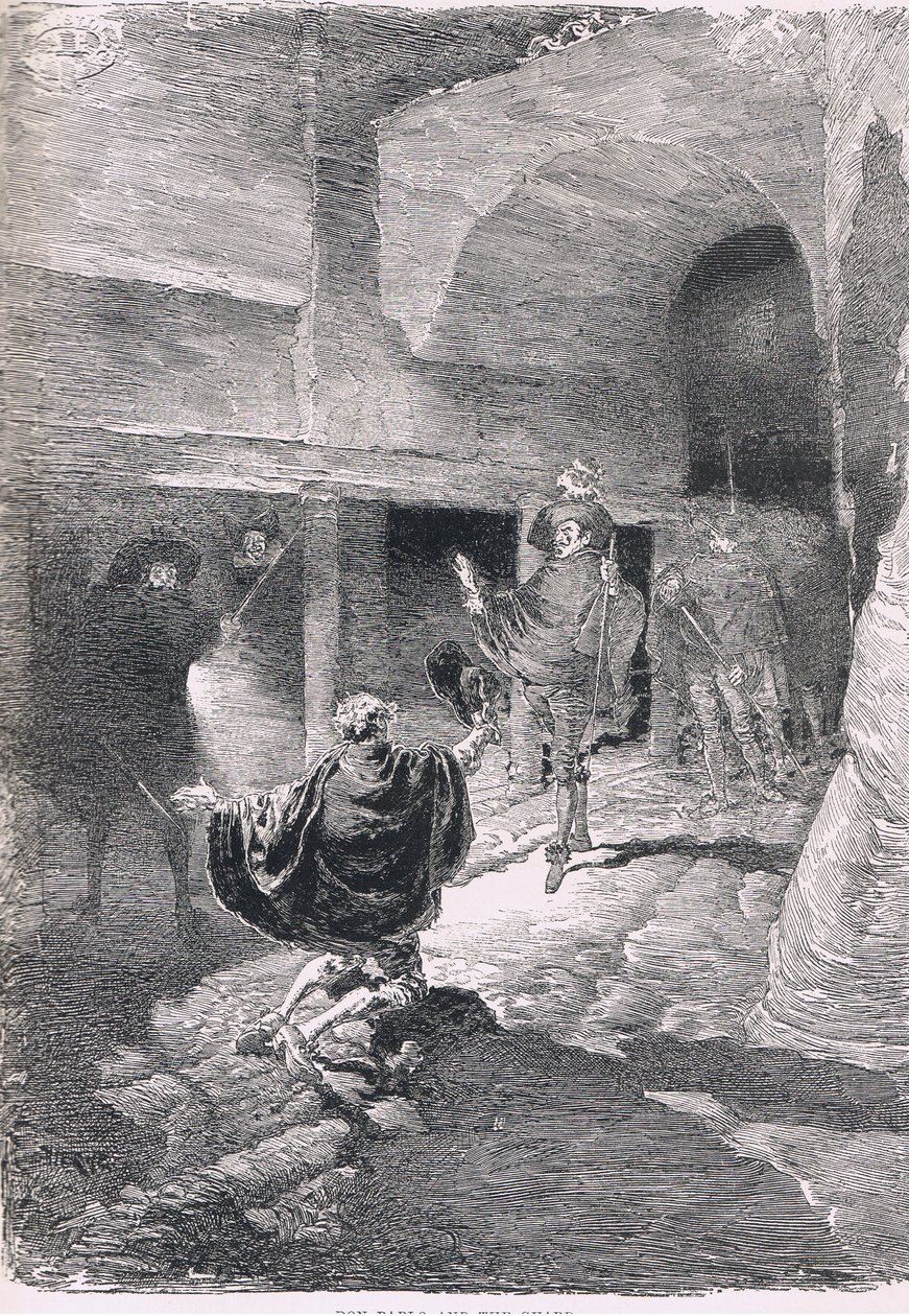 Don Pablo and the guard, from The Magazine of Art 1893, Cassell and Company by Daniel Urrabieta Vierge