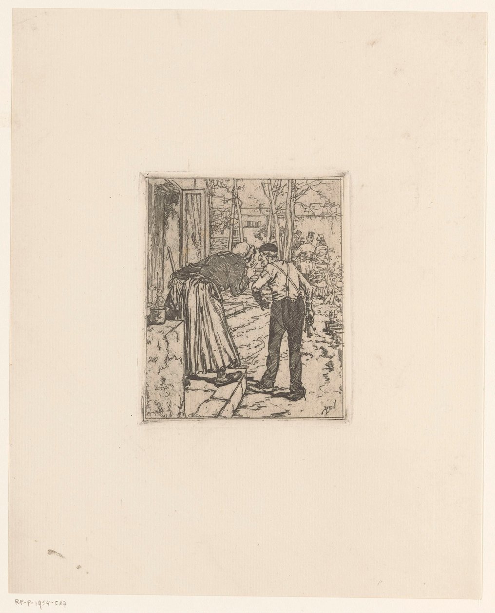 Staff Talking in Front of a House by Daniel Urrabieta Vierge