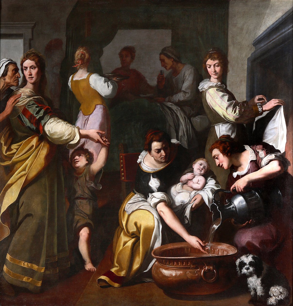 Life of the Virgin: The Birth of Mary. Painting by Daniele Crespi, 17th century, Museo della Basilica di Santa Maria Assunta, Gallarate, Italy by Daniele Crespi