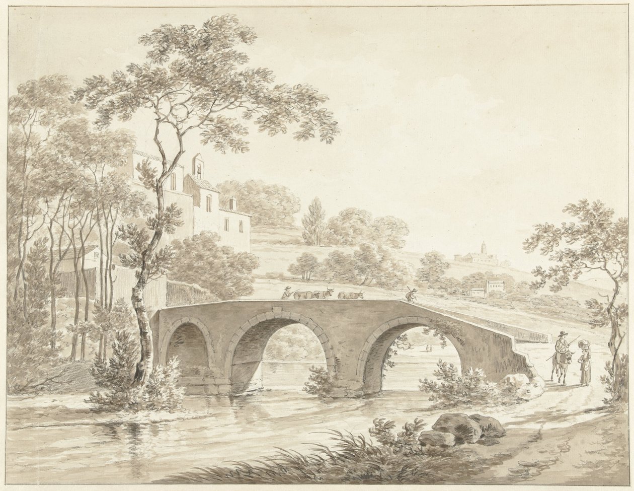 The Bridge over the Tiber at Narni in the Roman Countryside by Daniël Dupré