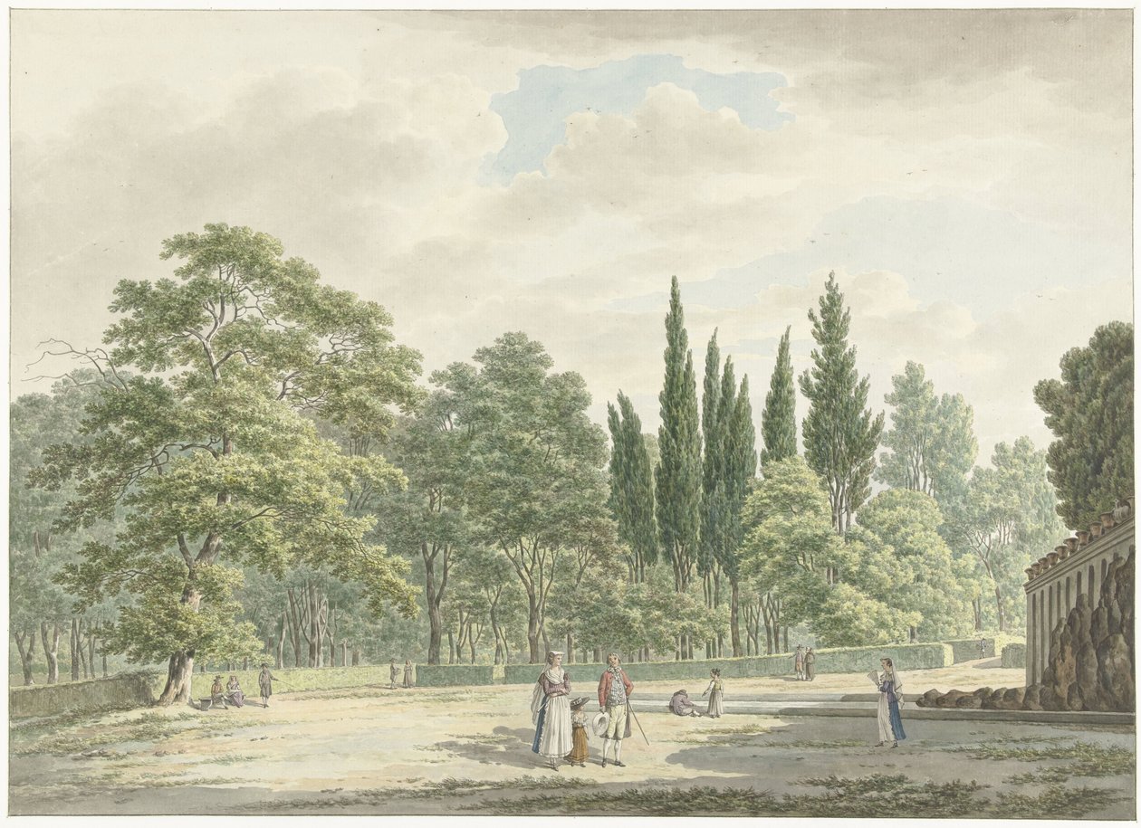 Walkers on a Terrace of the Villa Conti in Frascati by Daniël Dupré