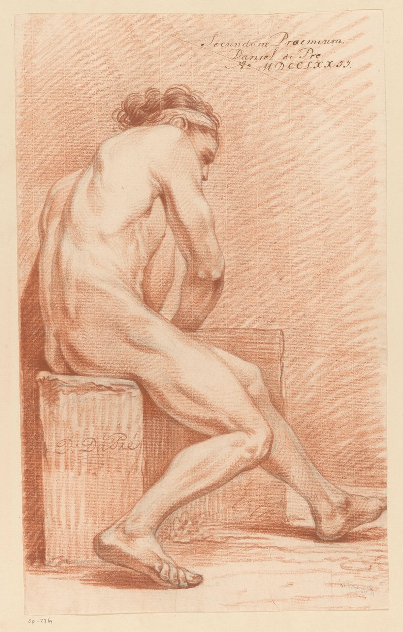 Seated Male Nude, Seen from the Side (2nd Prize 1772) by Daniël Dupré