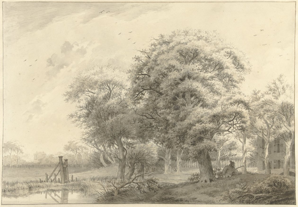 Landscape with a Neoclassical Style Country House in the Background by Daniël Kerkhoff