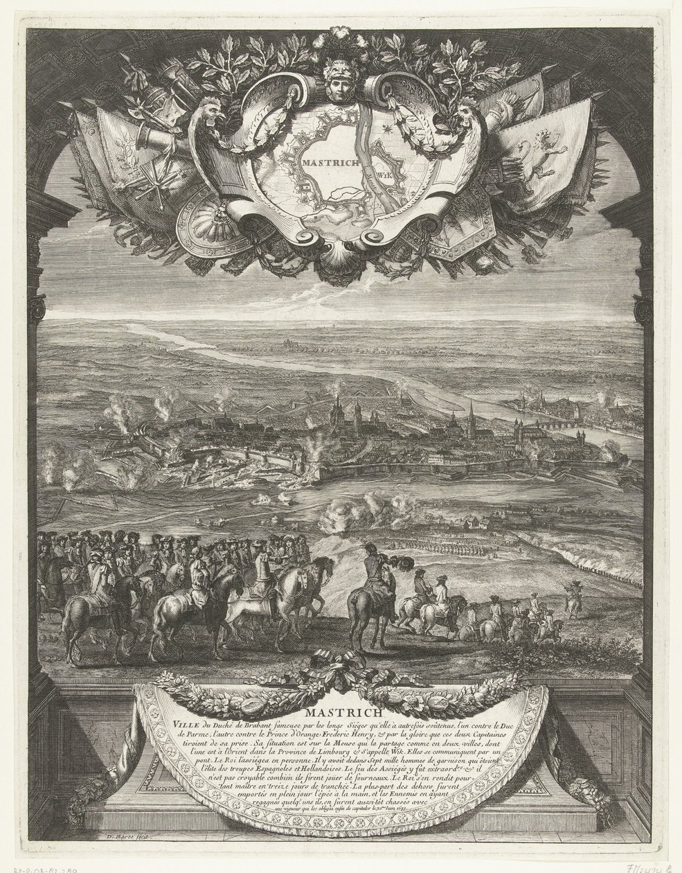 Conquest of Maastricht by the French on June 30, 1673 from Grandes Conquêtes du Roi (series title) by Daniël Marot (I)
