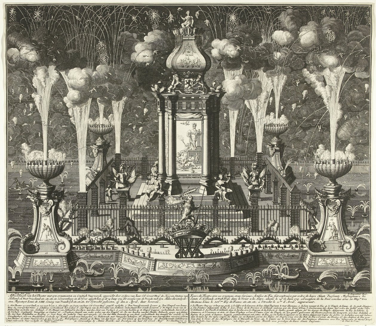 Fireworks Celebrating the Peace of Utrecht, 1713 by Daniël Stopendaal
