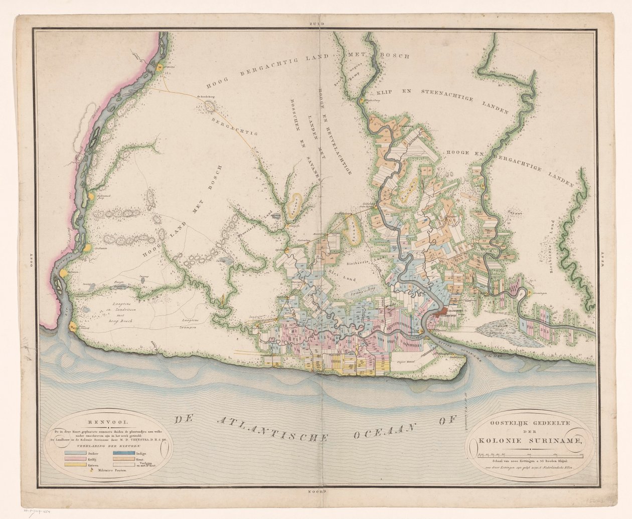 Part of a Map of Suriname, General Map of the Colony of Suriname, Mainly Showing the Current Cultivation of the Colony by Daniël Veelwaard (I)