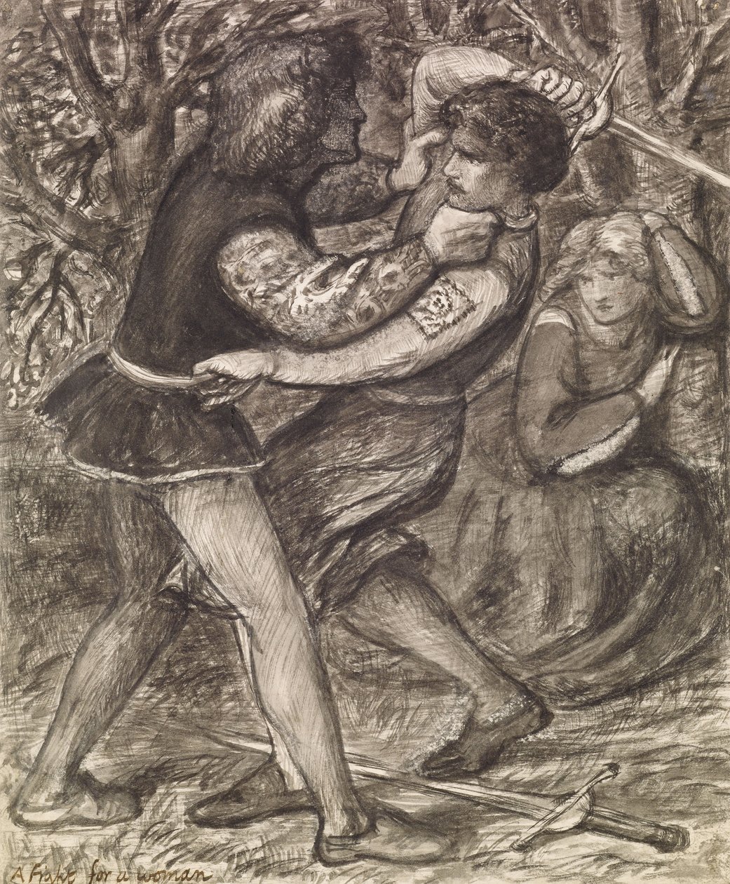 A Fight for a Woman by Dante Gabriel Charles Rossetti
