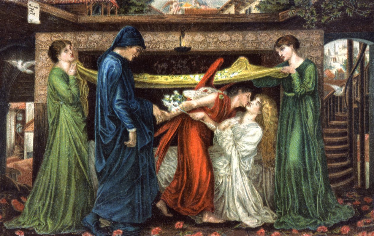 Dante Alighieri Meets Beatrice by Dante Gabriel (after) Rossetti
