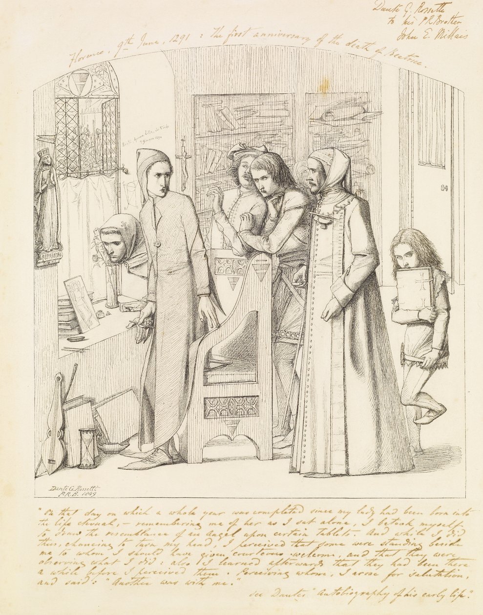 Dante Drawing an Angel on the First Anniversary of the Death of Beatrice by Dante Gabriel Charles Rossetti