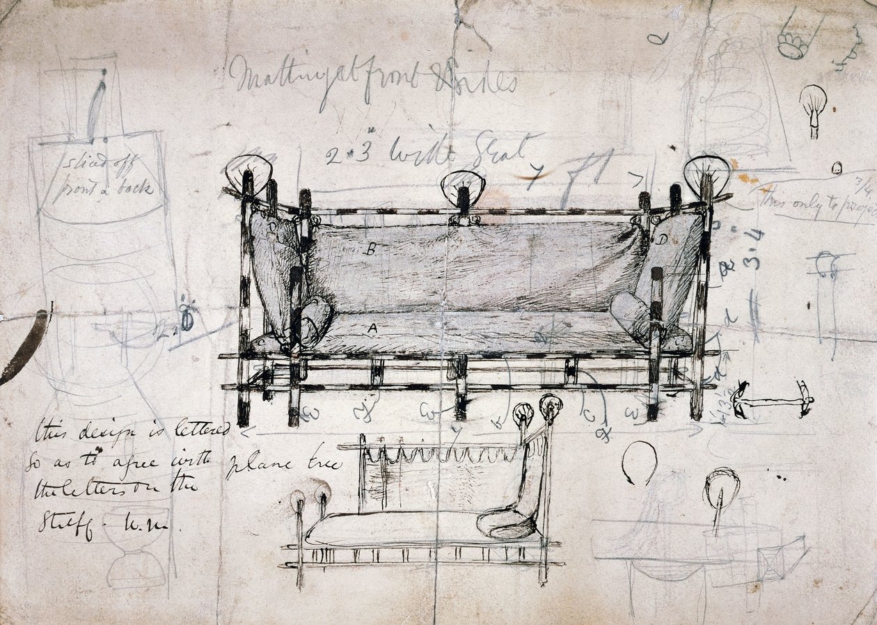 Design for sofa by Dante Gabriel Charles Rossetti