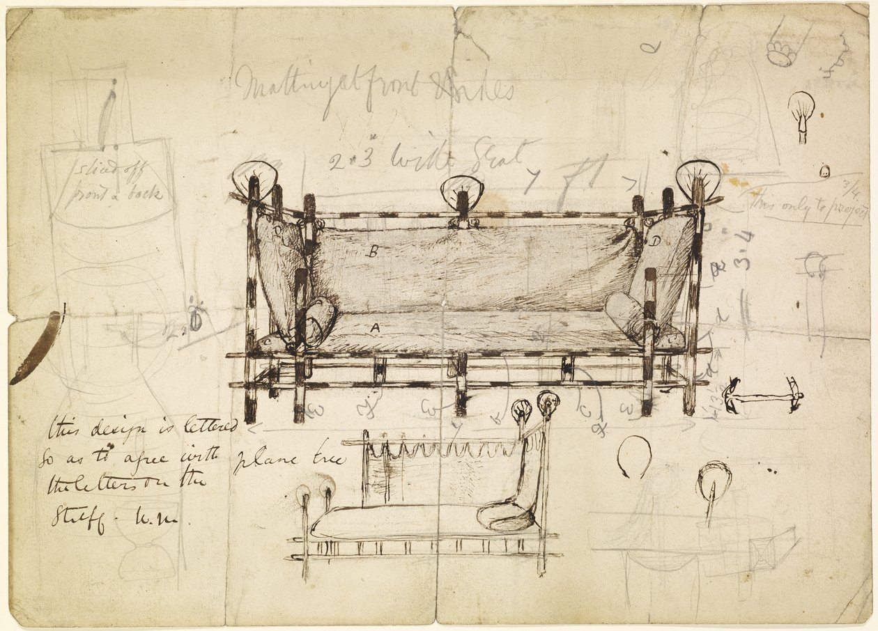 Two Designs for a Sofa by Dante Gabriel Charles Rossetti