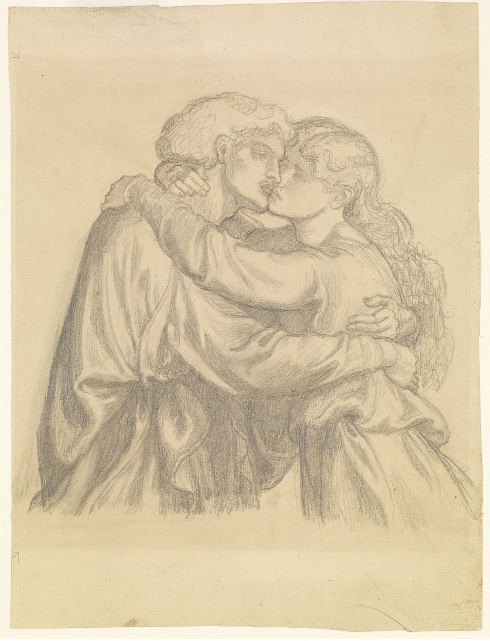 The Blessed Damozel - Study of Two Lovers Embracing by Dante Gabriel Rossetti