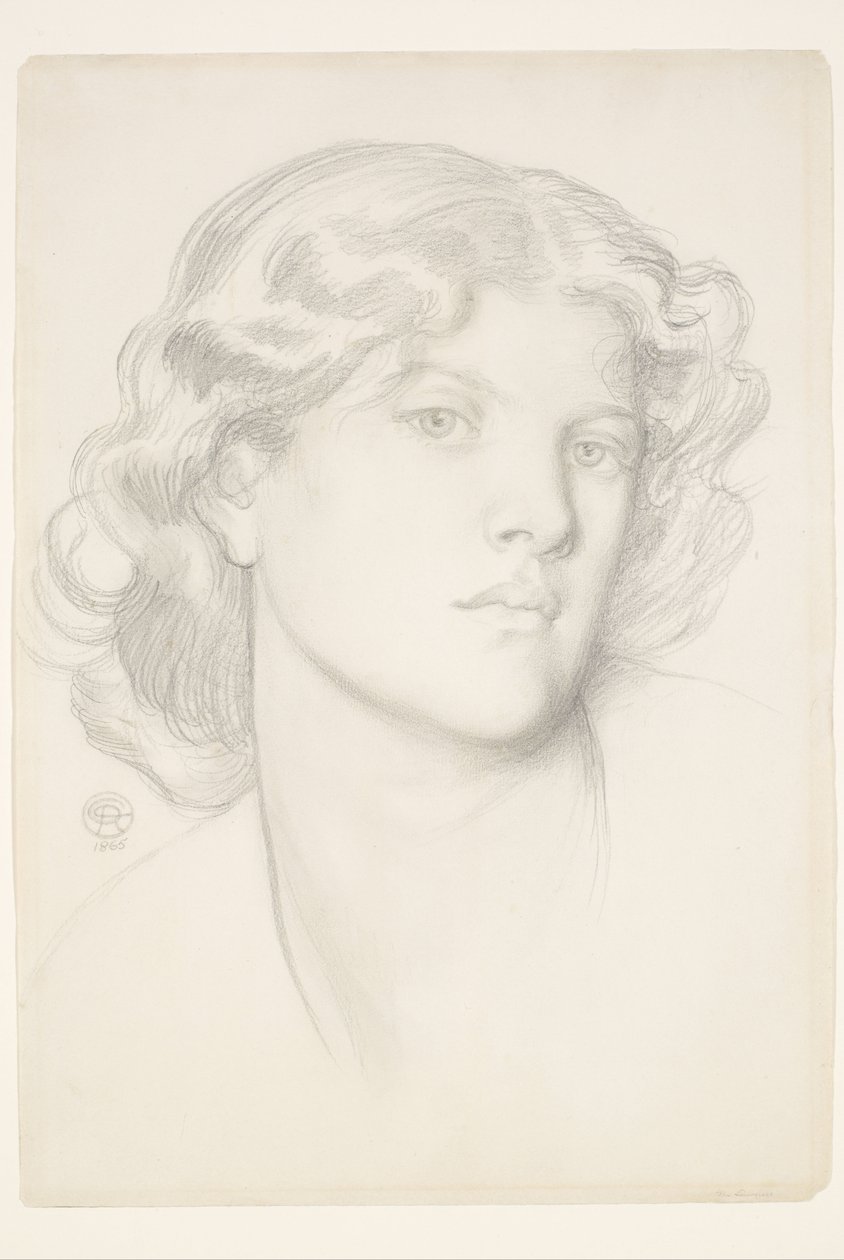 The Blue Bower - Female Head Study by Dante Gabriel Rossetti