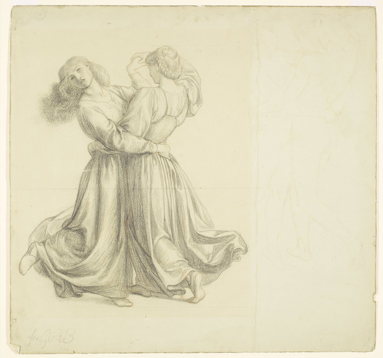 The Bower Meadow - Drapery Study for the Two Girls Dancing by Dante Gabriel Rossetti