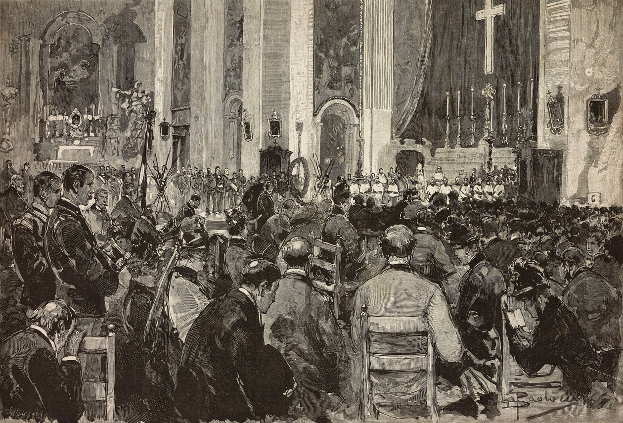 Obsequies for dead in Dogali in church of Sant Andrea della Valle, Rome (engraving) by Dante Paolocci