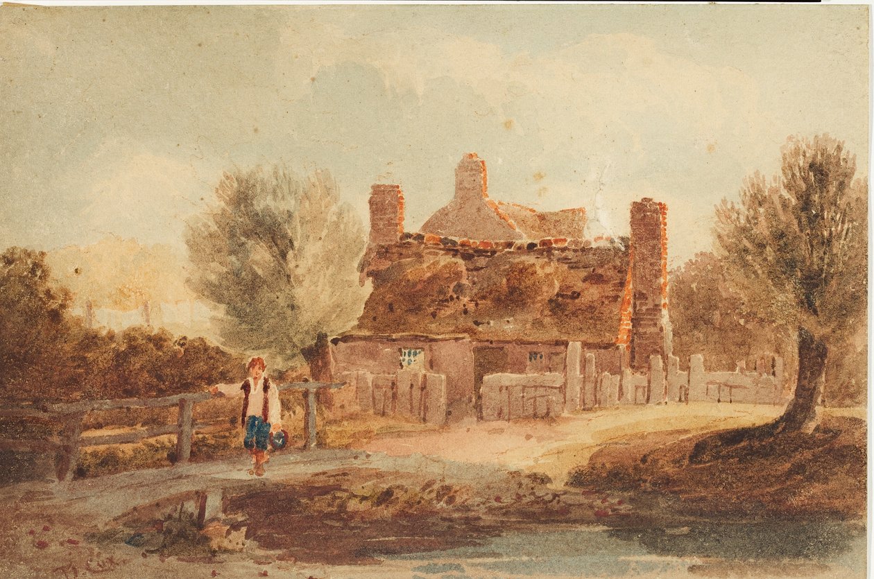 Country Scene - House by a Pond by David Cox