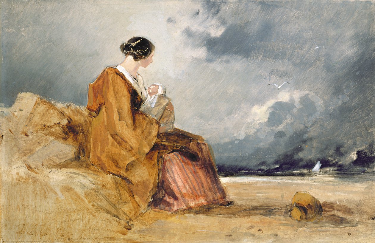 Mother and Child on a Beach by David Cox
