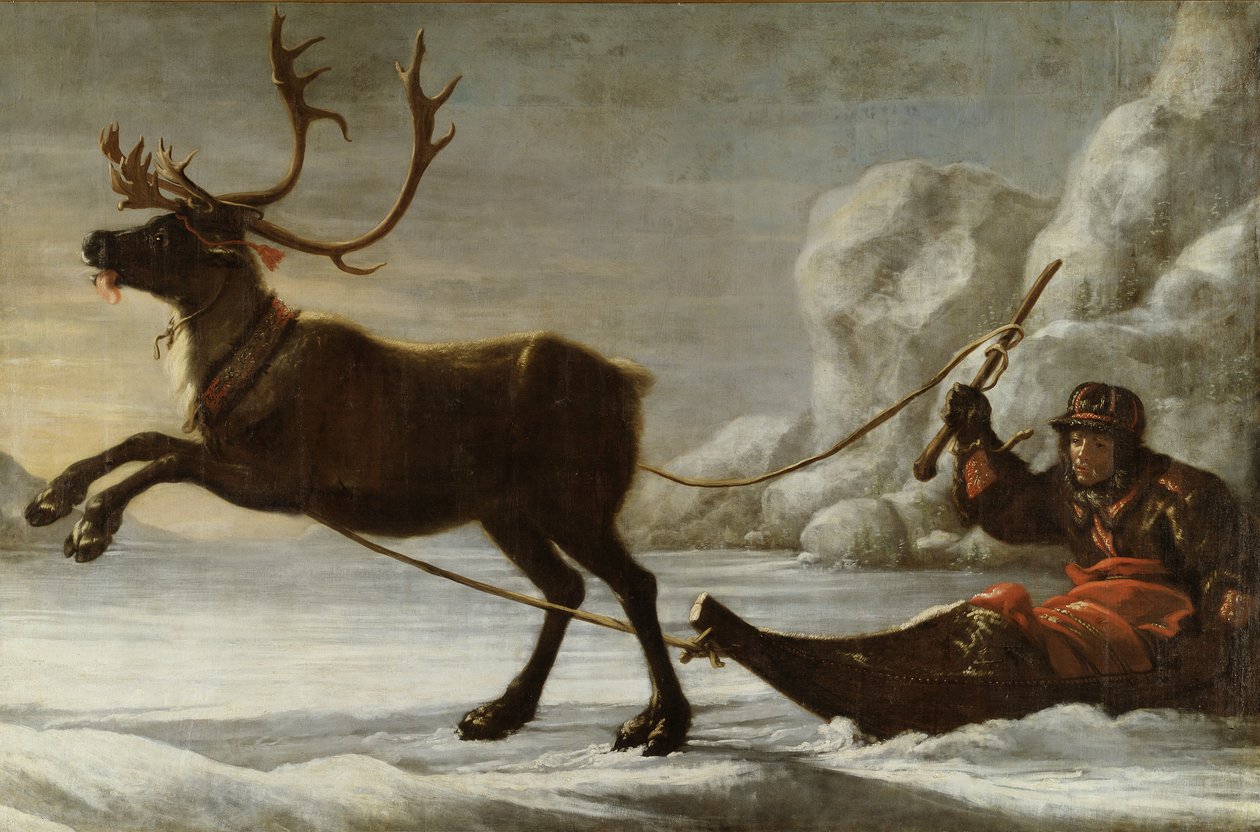 Abraham Renstirna Dressed as a Lapp and his Reindeer by David Klöcker Ehrenstrahl