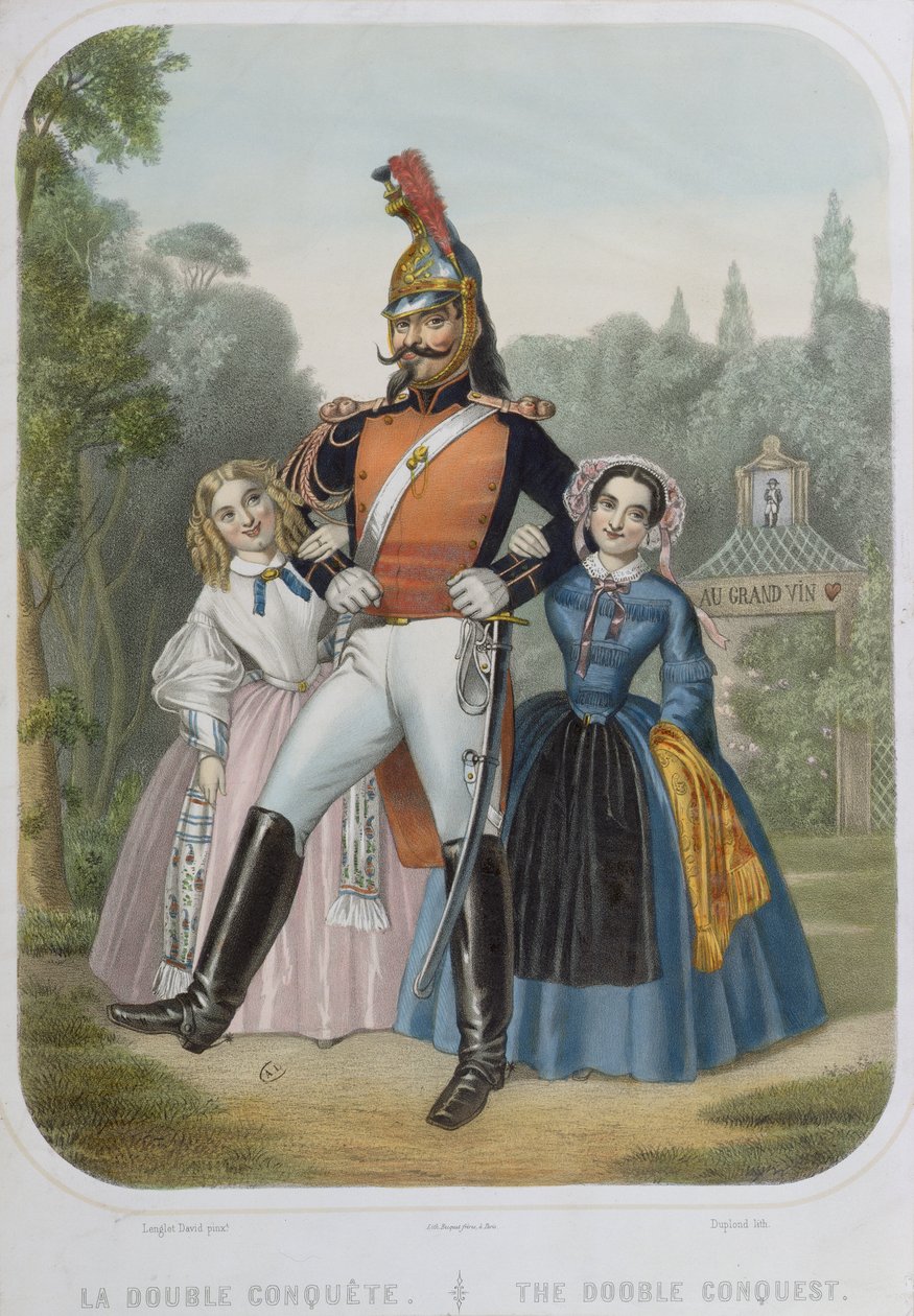 The Double Conquest, Caricature Depicting Napoleon III in a Pejorative Comparison with His Uncle Napoleon Bonaparte, The Victorious by David Lenglet