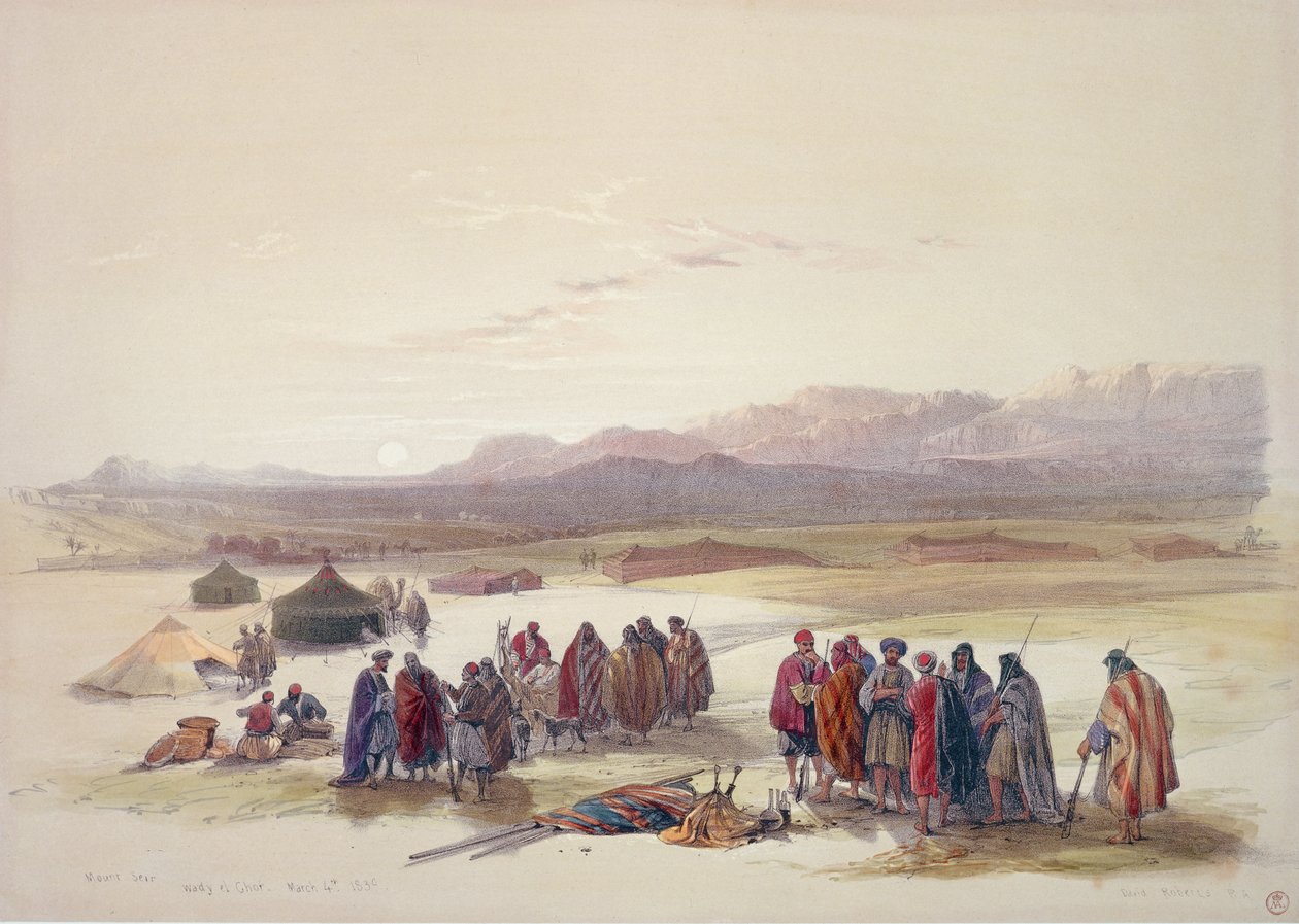Encampment of the Alloeen in Wady Araba by David Roberts