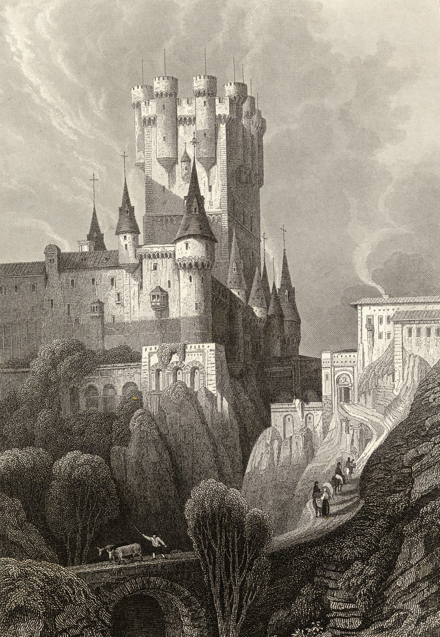 The Alcazar before the 1862 fire, Segovia by David Roberts