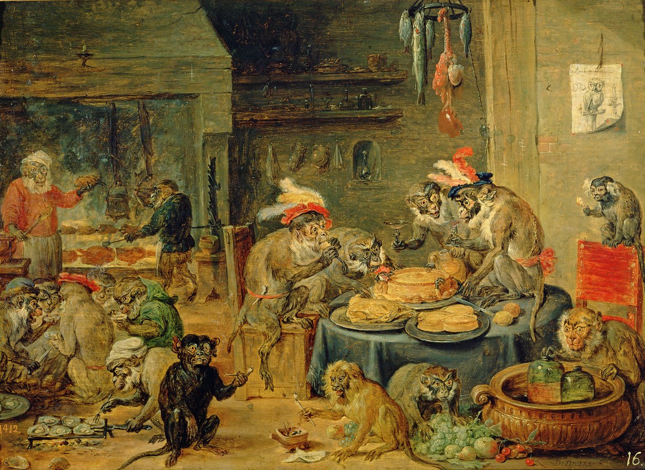 Monkey Banquet, 1810 by David Teniers the Younger