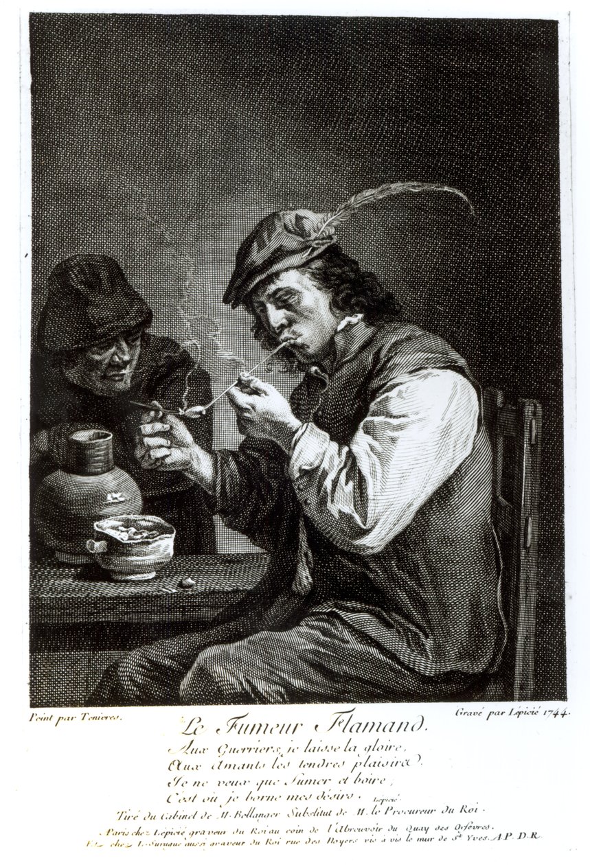 The Flemish Smoker, Engraved by Francois Bernard Lepicie, 1744 by David Teniers the Younger
