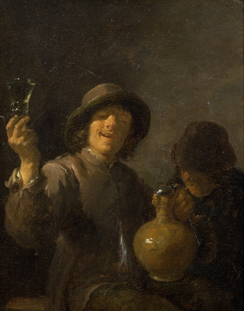 Two Boors Drinking by David Teniers the Younger