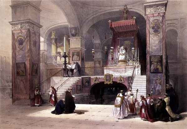 Chapel of the Annunciation, Nazareth, April 28th 1839, plate 32 from Volume I of 