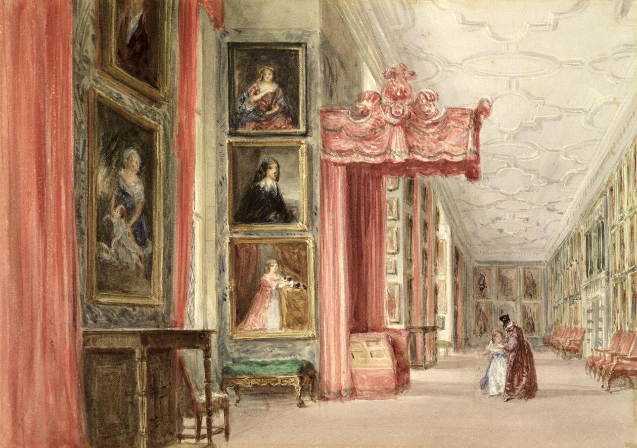 Interior of the Long Gallery, Hardwick Hall, Derbyshire, 1838 by David Cox