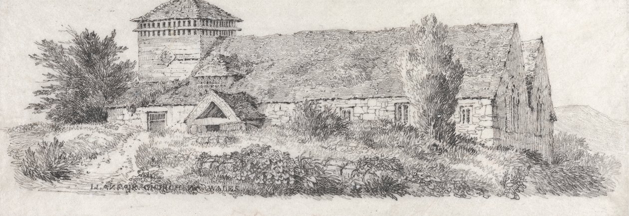Llanfair Church, North Wales for A Treatise on Landscape Painting and Effect in Water Colours by David Cox