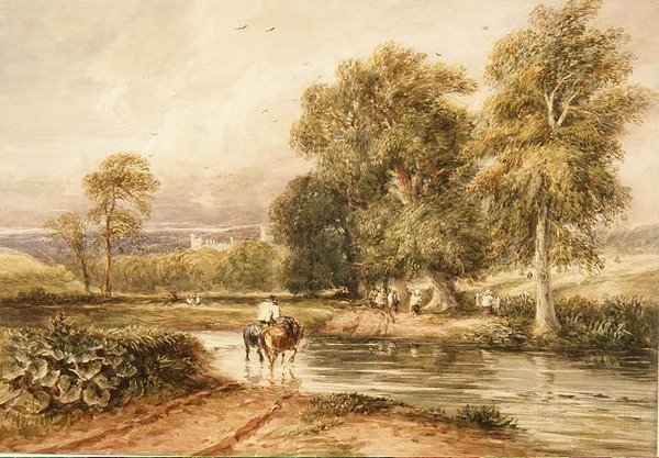 Returning from the Hayfield, with a distant view of Haddon Hall by David Cox