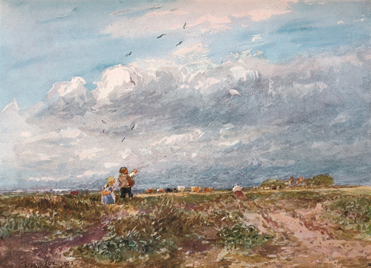 Flying the Kite, 1852 by David Cox the elder