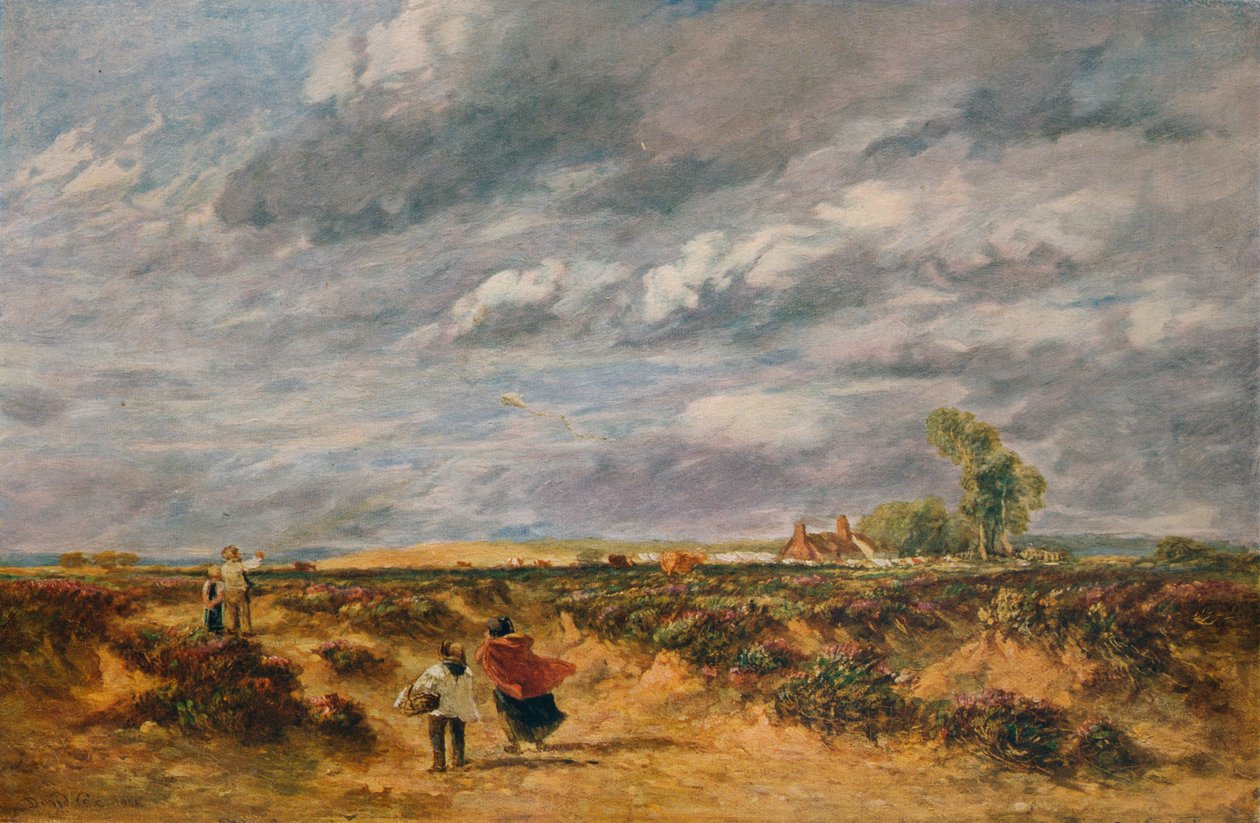 Flying the Kite, A Windy Day by David Cox the elder