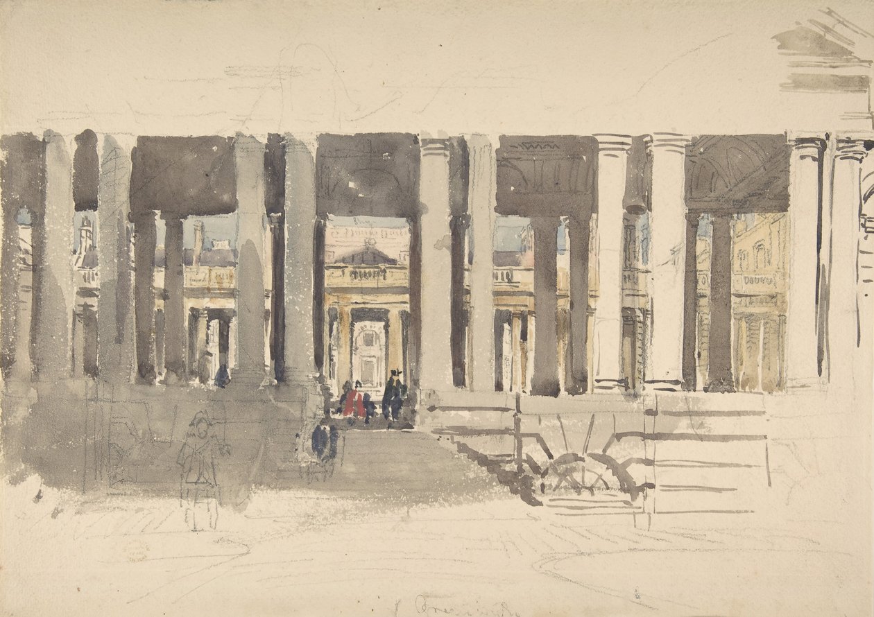 Greenwich Hospital recto, Study of a Building verso, ca. 1831 by David Cox the elder
