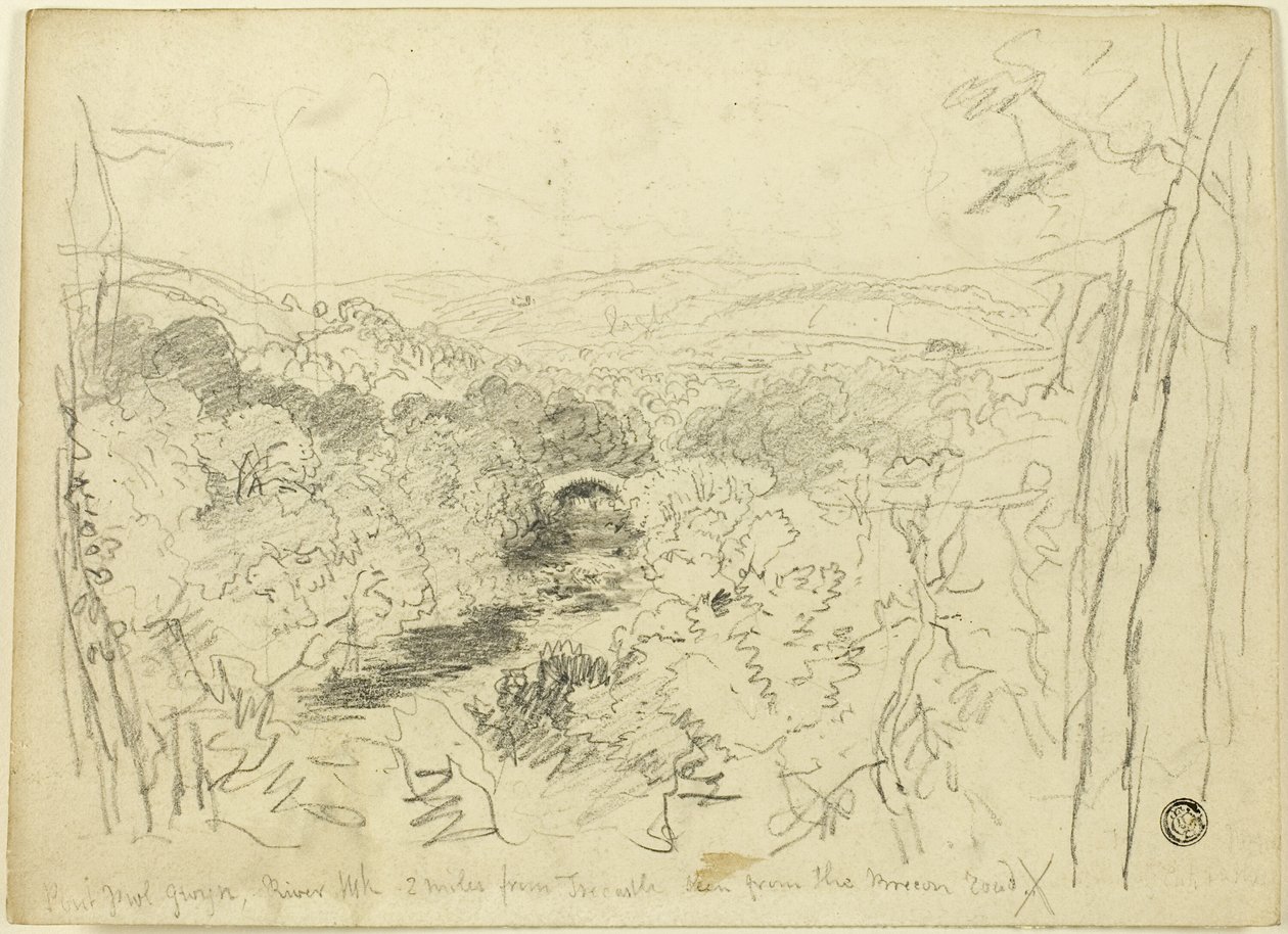 Pont Pwl Gwyn, River Usk by David Cox the elder