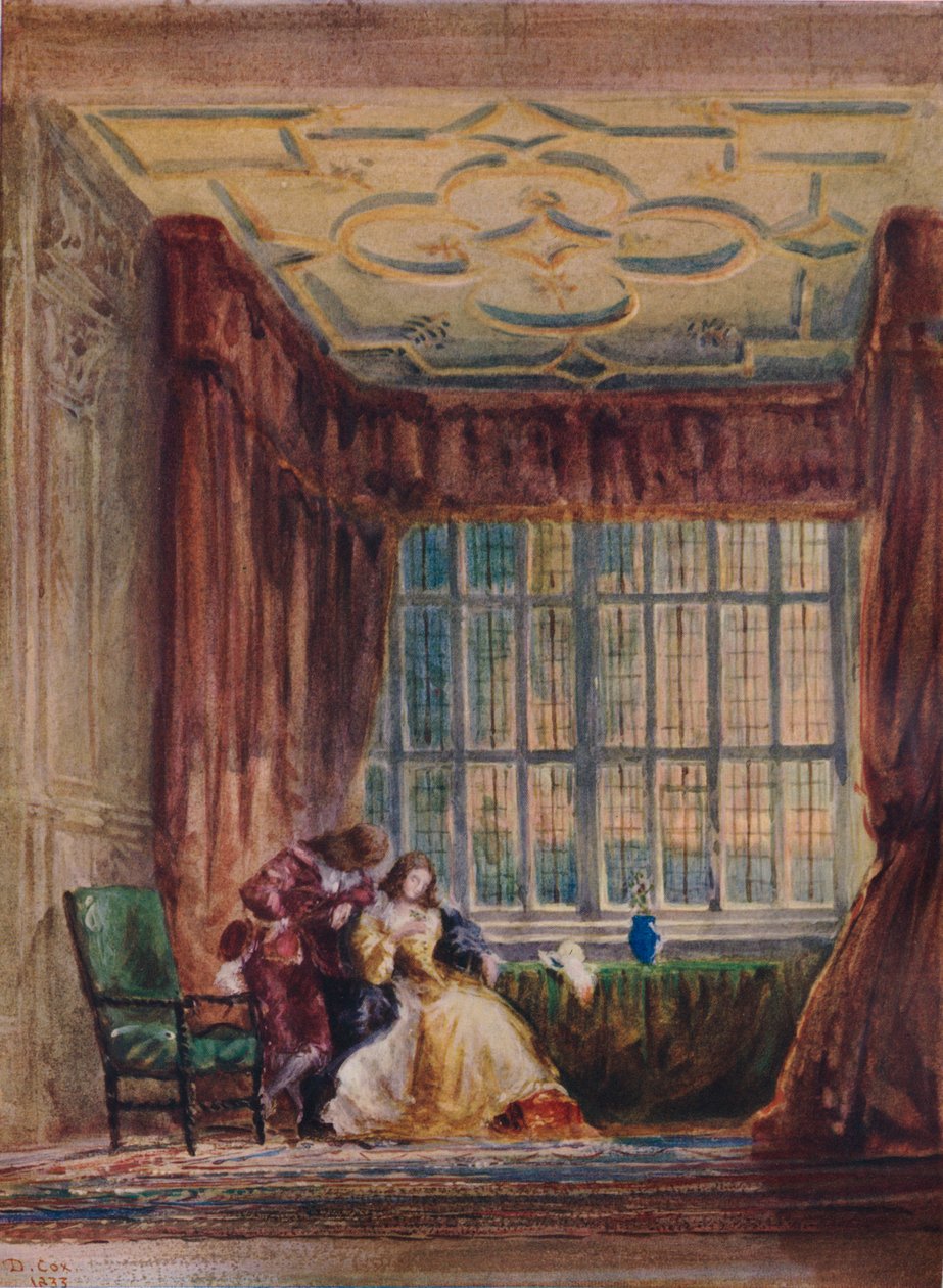The interior of the long gallery, Haddon Hall, Derbyshire by David Cox the elder