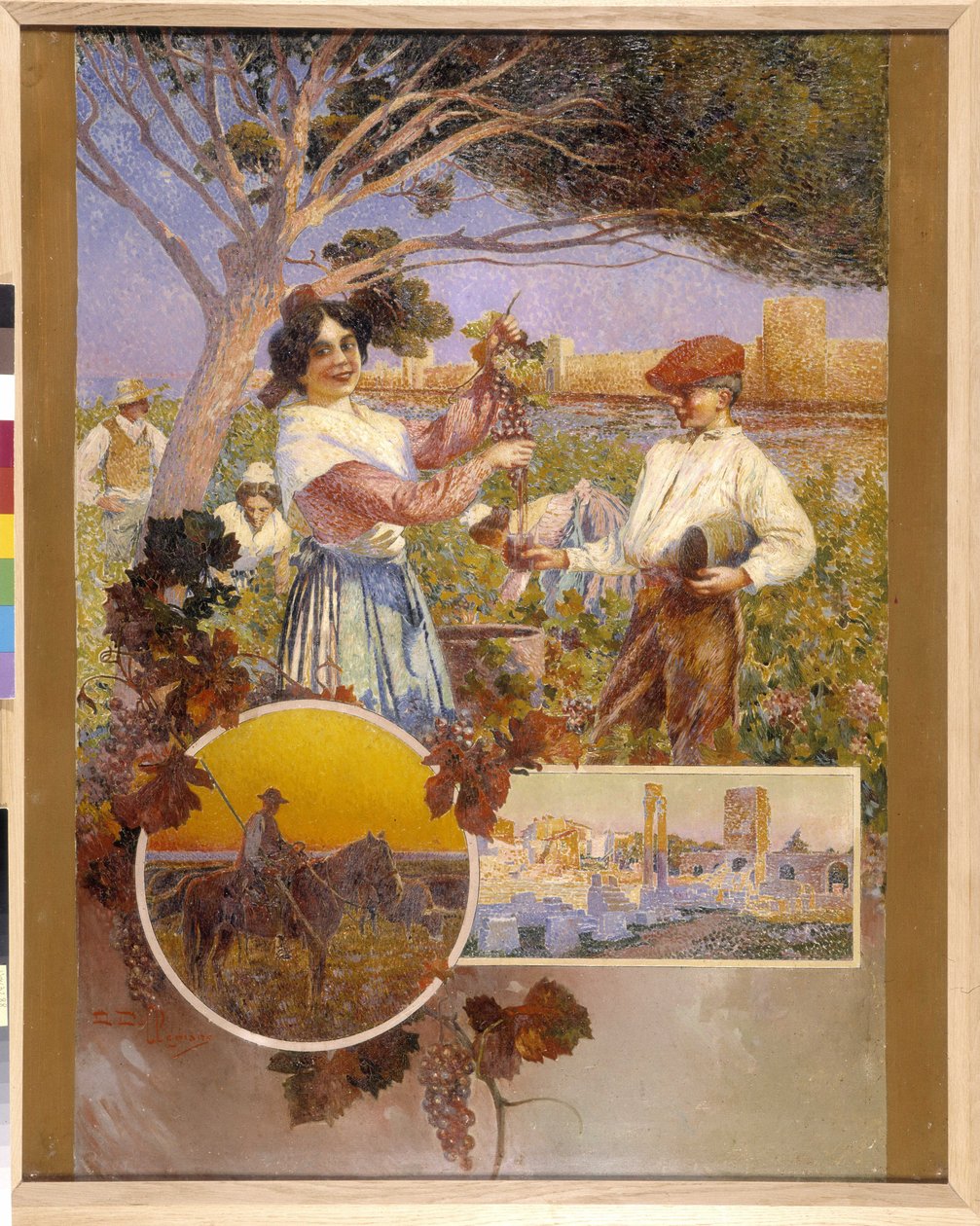 Aigues-Mortes, Arles, the Camargue: A Young Woman Shows a Beautiful Bunch of Grapes by David Dellepiane