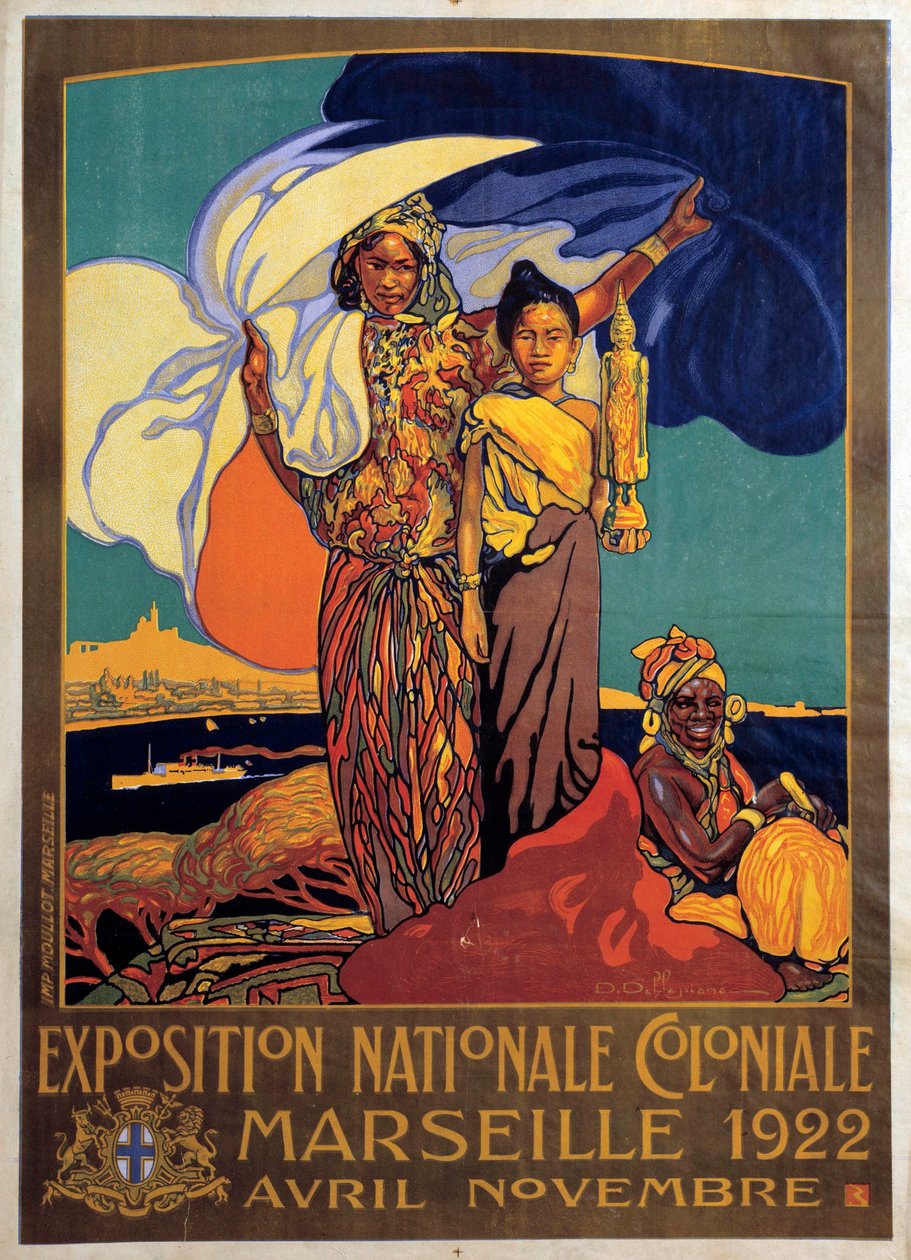 Colonialism: poster for the national colonial exhibition in Marseille. Poster by David Dellepiane by David Dellepiane
